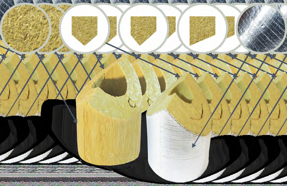 Врезки теплоизоляционные PIPEWOOL 120 Alu, кашированные алюминиевой фольгой, Ø18–1020 мм
